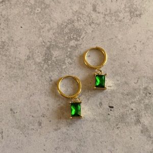 18k Gold plated Green gemstone earrings